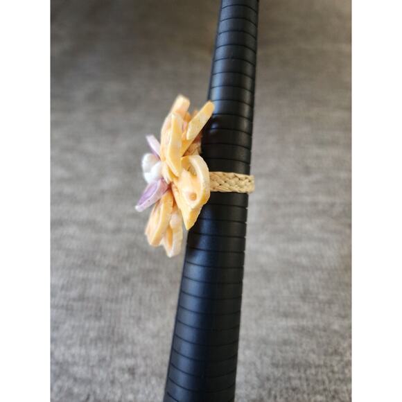 Tahitian Handmade Shell Coral Ring French Polynesia Style Sz 9 StatementPiece 2" - Picture 2 of 6